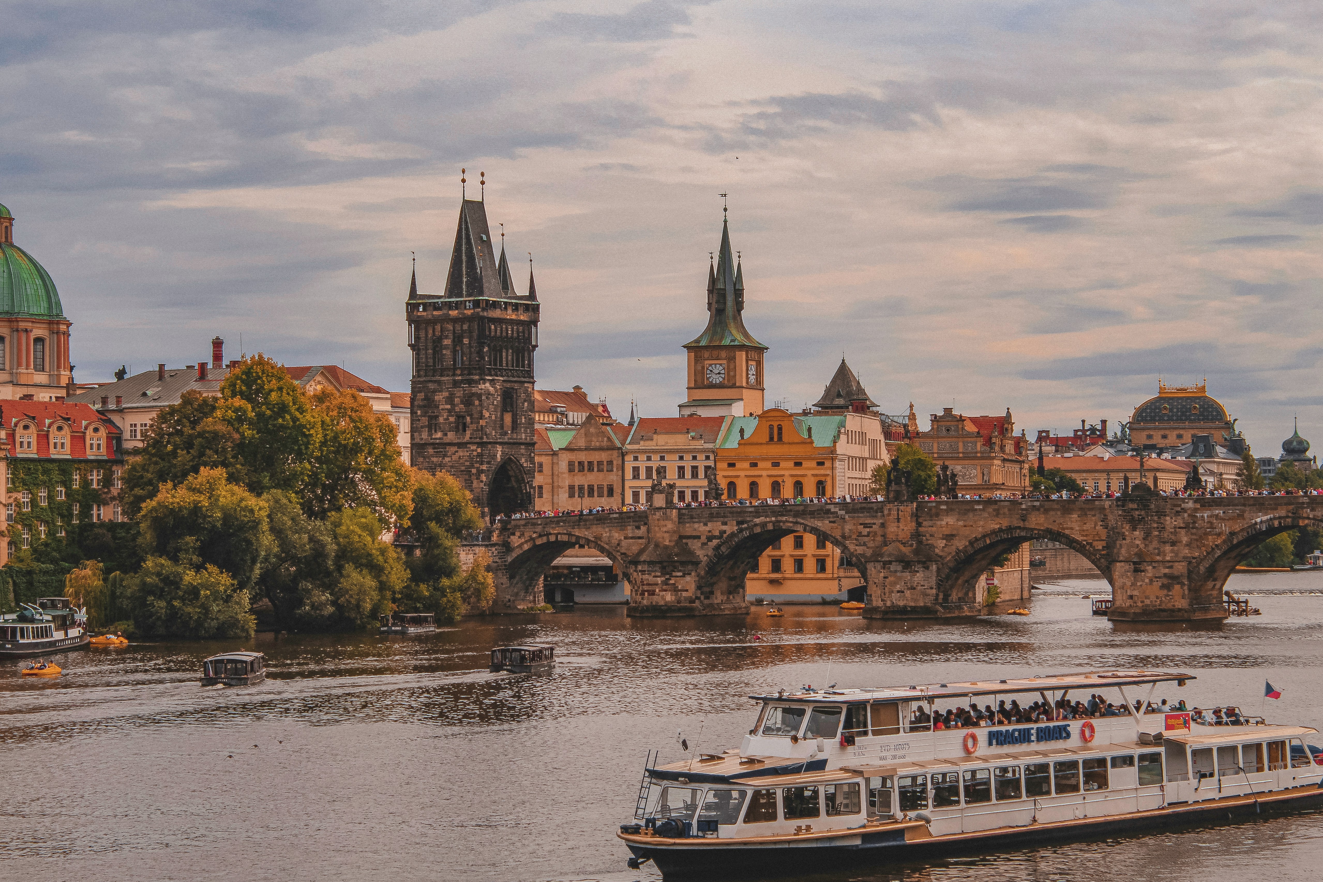 Charles Bridge and Prague cityscape in the Czech Republic